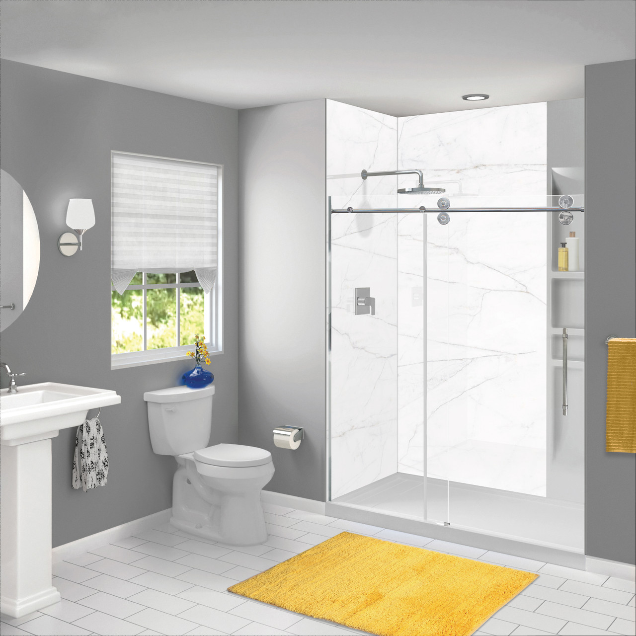 Transolid TWK604896-KI58H Titan 64-in x 48-in x 96-in Shower Wall Trimmable Kit, Summit (Honed)
