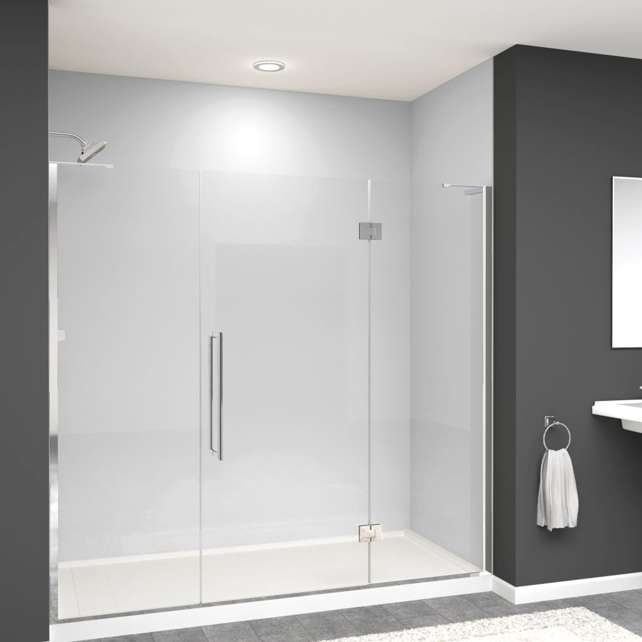 Transolid EHTF77297610C-T-PC Elizabeth 77-in W x 76-in H Hinged Shower Door in Polished Chrome with Clear Glass