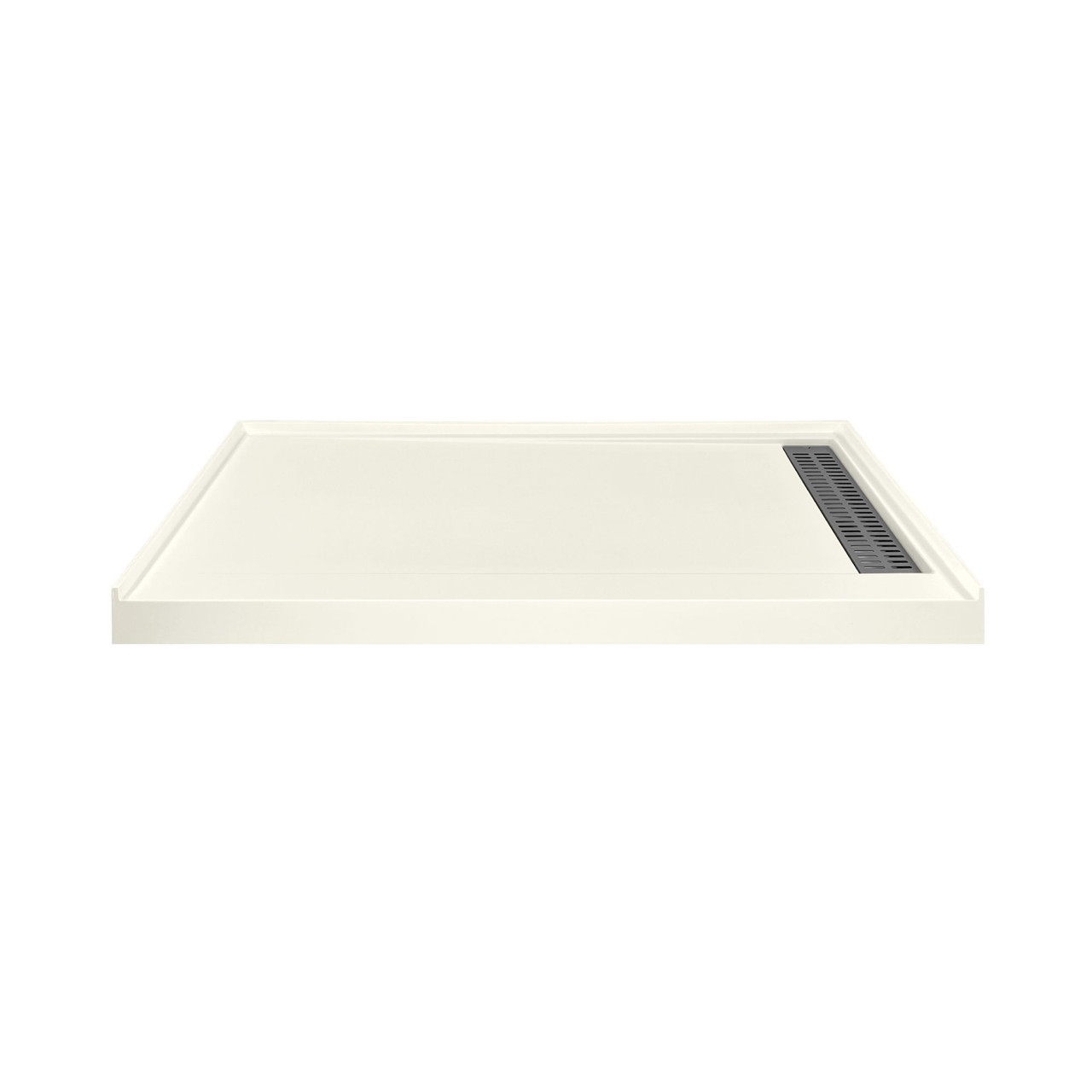 Transolid FSC6030R-02 60-in x 30-in Cast Solid Surface Shower Base With Right Hand Drain, Cameo