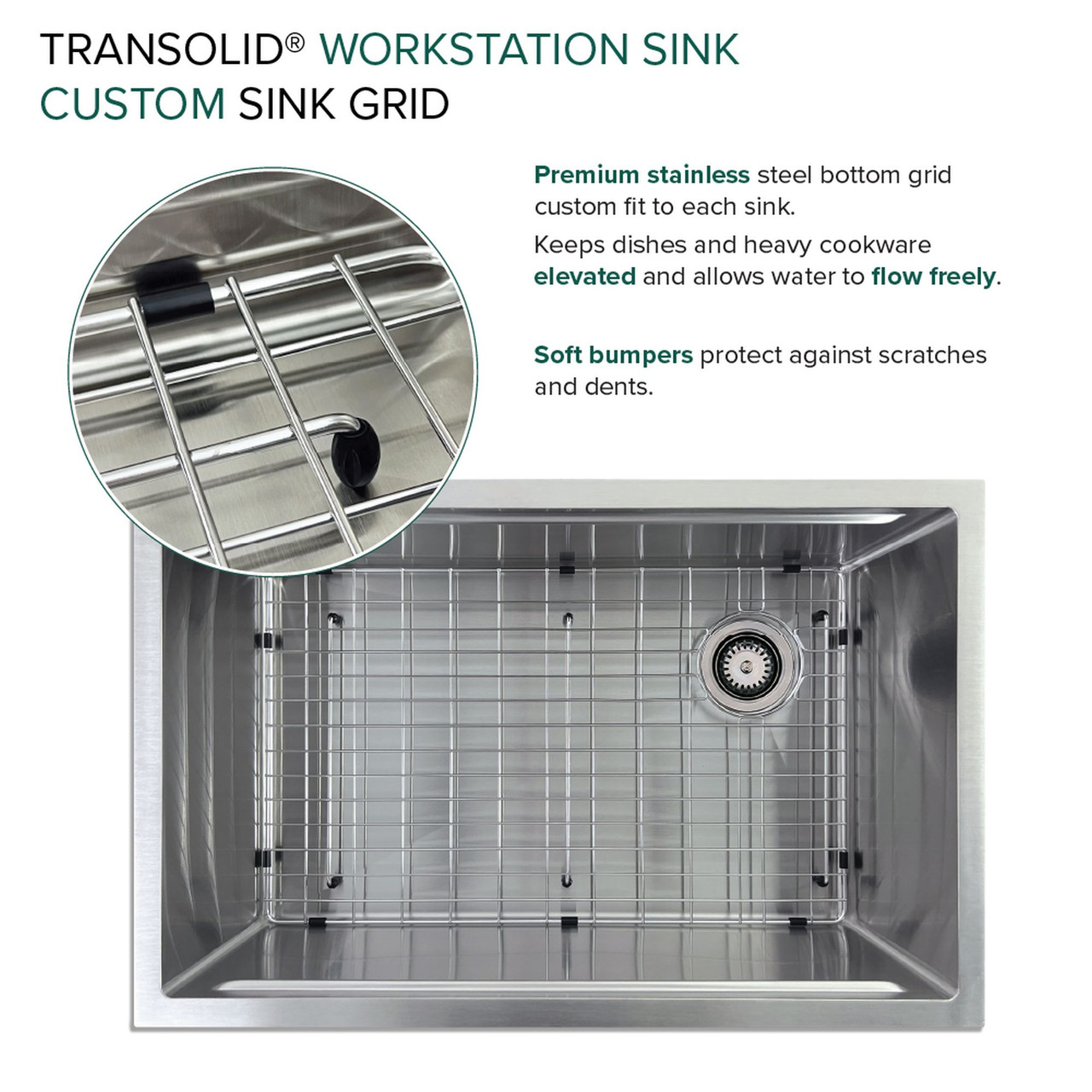 Transolid KWSSU301910 30-in X 19-in X 10-in 18-Gauge Undermount Stainless Steel Kitchen Workstation Sink