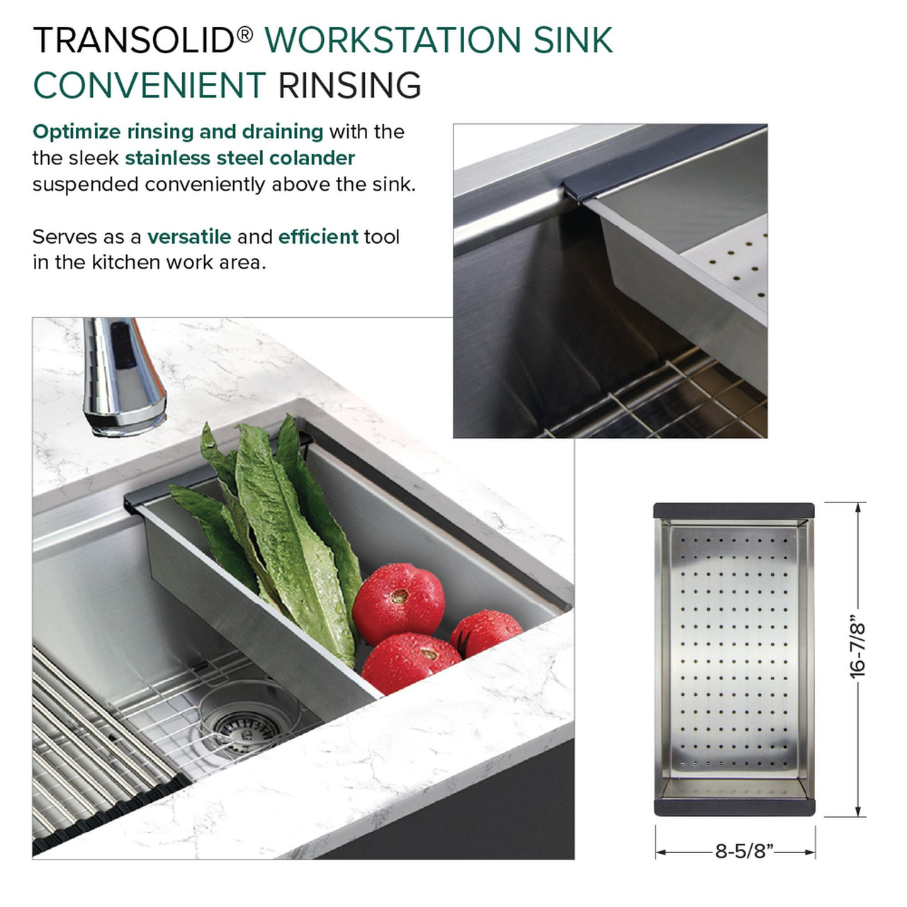 Transolid KWSSU321910 32-in X 19-in X 10-in 18-Gauge Undermount Stainless Steel Kitchen Workstation Sink