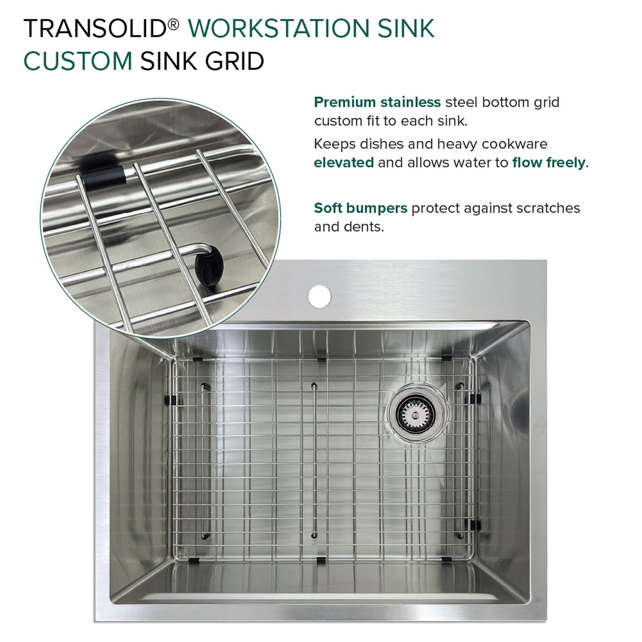 Transolid KWSST272210-MR2 27-in X 22-in X 10-in 18-Gauge Drop-in Stainless Steel Kitchen Workstation Sink with MR2 Faucet Holes