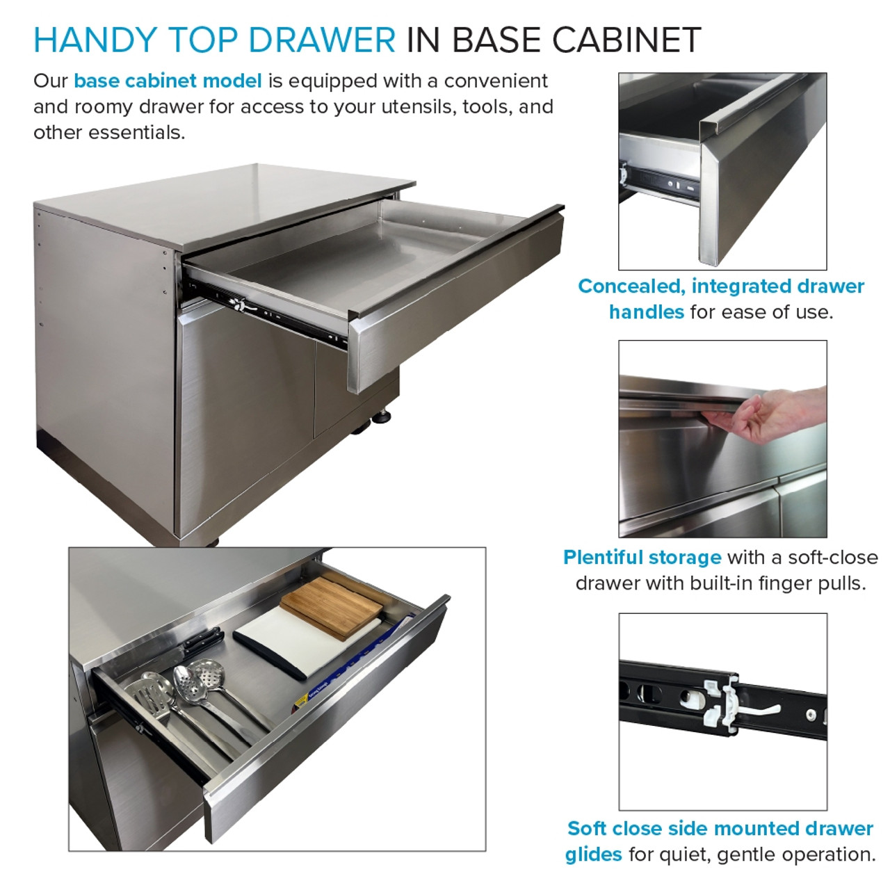 Transolid OBC3224 Outdoor Kitchen 32-in x 24-in x 37-in Single Base Cabinet, Stainless Steel