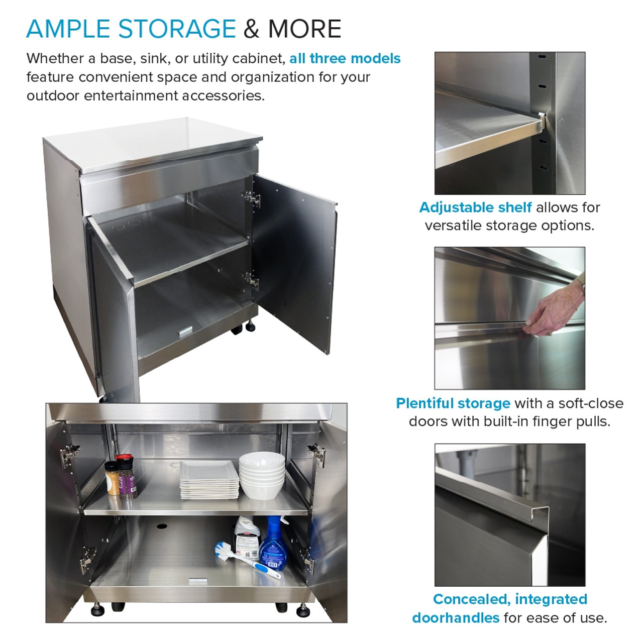 Transolid OBC3224 Outdoor Kitchen 32-in x 24-in x 37-in Single Base Cabinet, Stainless Steel