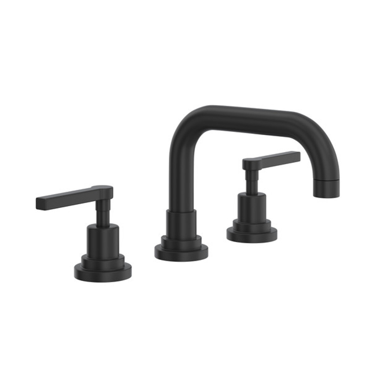 Rohl A2218LMMB-2 Lombardia U-Spout Widespread Bathroom Faucet with Metal Lever Handle, Matte Black