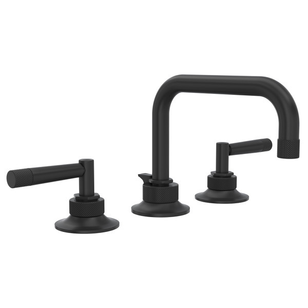 Rohl MB-2009LMMB-2 Graceline U-Spout Widespread Bathroom Faucet with Metal Lever Handle, Matte Black