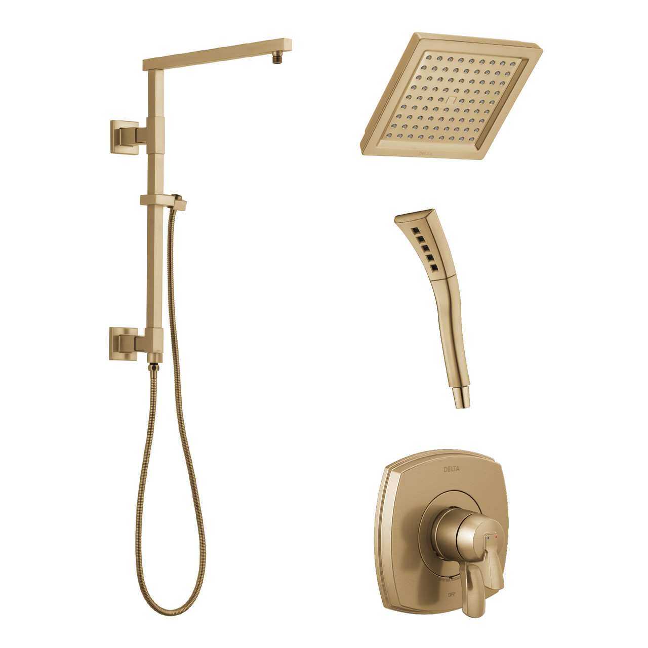 Delta KSH-T17076-62283-CZ Stryke Square Emerge Shower Faucet Kit, Champagne Bronze