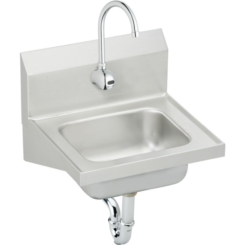 Elkay CHS1716SACC Commercial Stainless Steel Handwash Sink Package with Single Faucet Hole in Buffed Satin