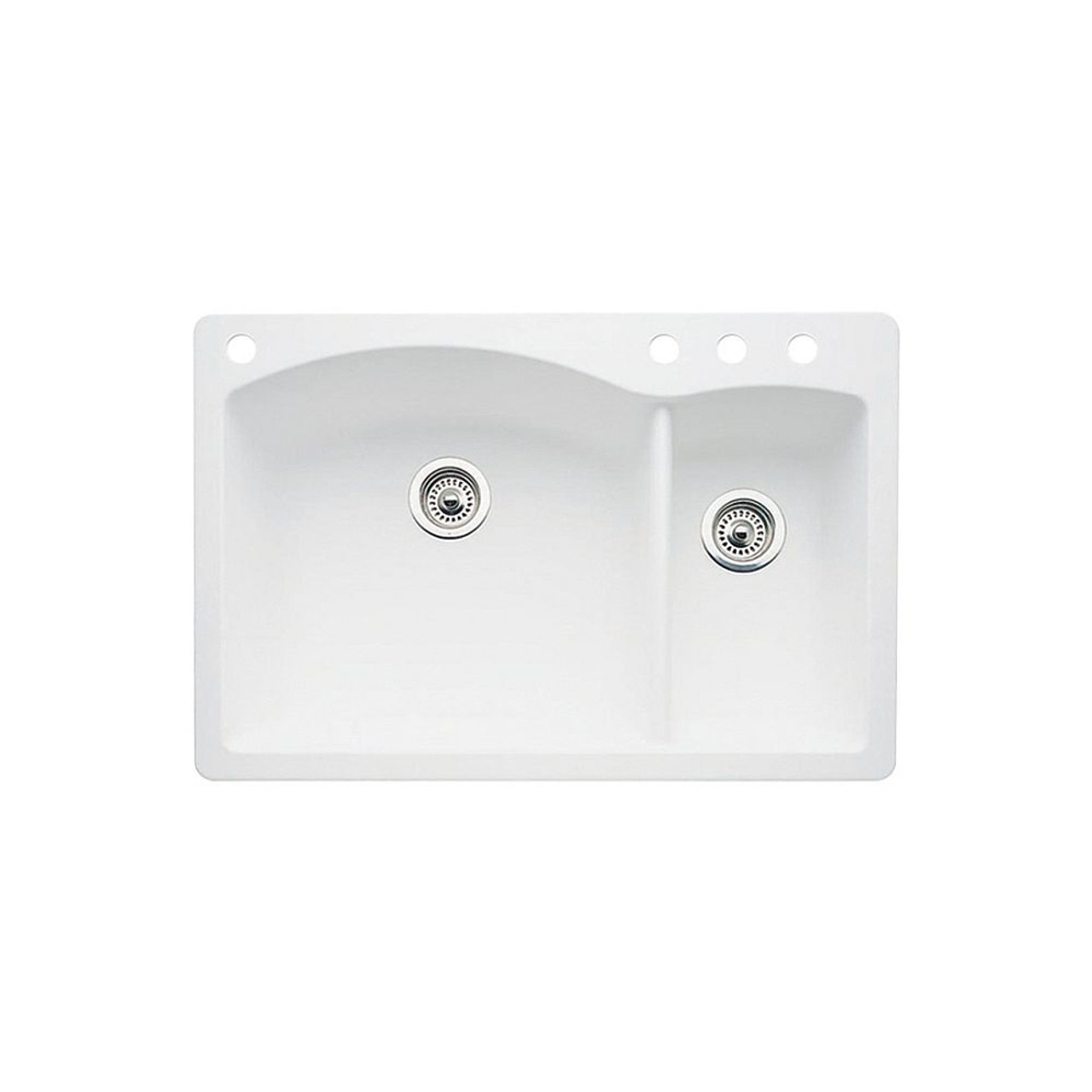Blanco 440200-4 22-In X 33-In Double-Basin Granite Drop-In Or Undermount 4-Hole Residential Kitchen Sink in White Blanco 440200-4 22-In X 33-In Double-Basin Granite Drop-In Or Undermount 4-Hole Residential Kitchen Sink in White