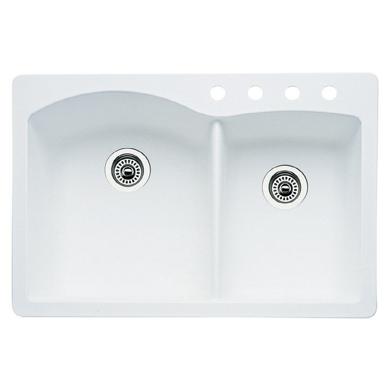 Blanco 440216-4 22-In X 33-In Double-Basin Granite Drop-In Or Undermount 4-Hole Residential Kitchen Sink in White