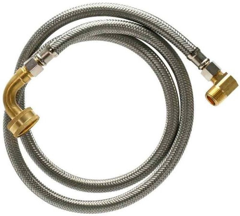 Braided Stainless Steel 72-in Dishwasher Connector with 3/8-in Female Compression Thread x 3/8-in Female Compression Thread, 1/2-in and 3/4-in Elbow