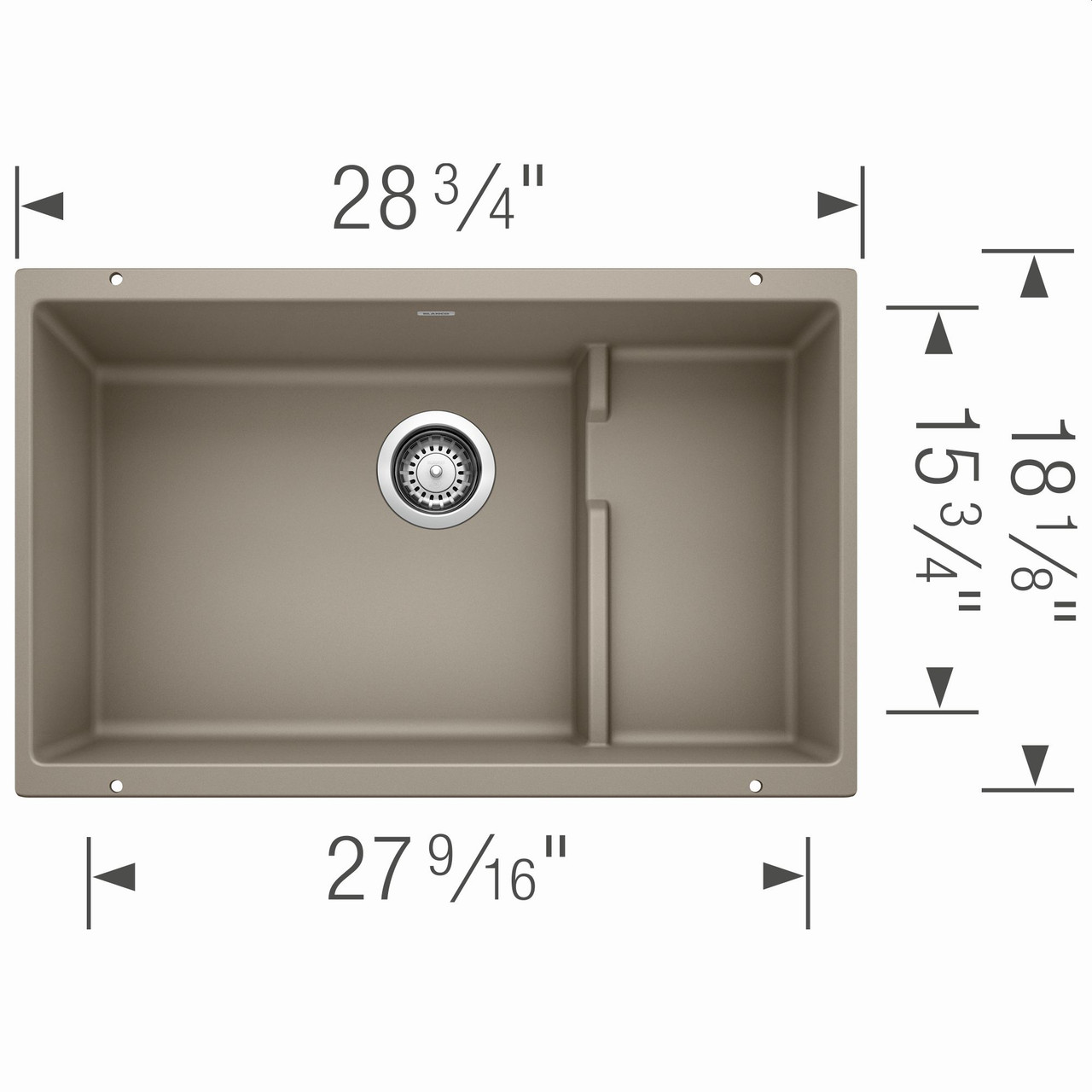 18.125-In X 28.75-In Single-Basin Granite Undermount Residential Kitchen Sink in Truffle