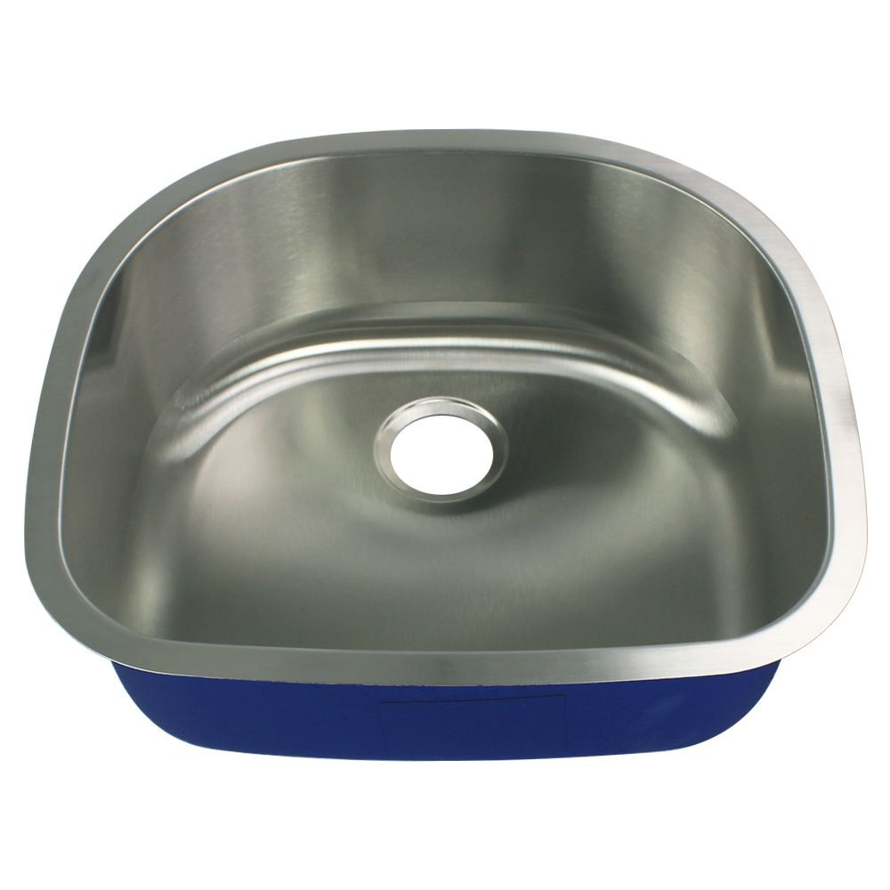 23.625-in x 21-in x 9-in 16 Gauge D-Shape Single Bowl, Undermount Stainless Steel Kitchen Sink
