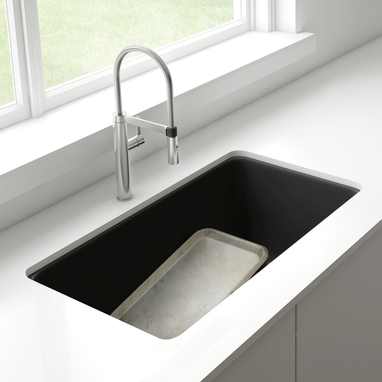 18-in x 33-in Granite 9.5-in Deep Kitchen Sink, in Anthracite
