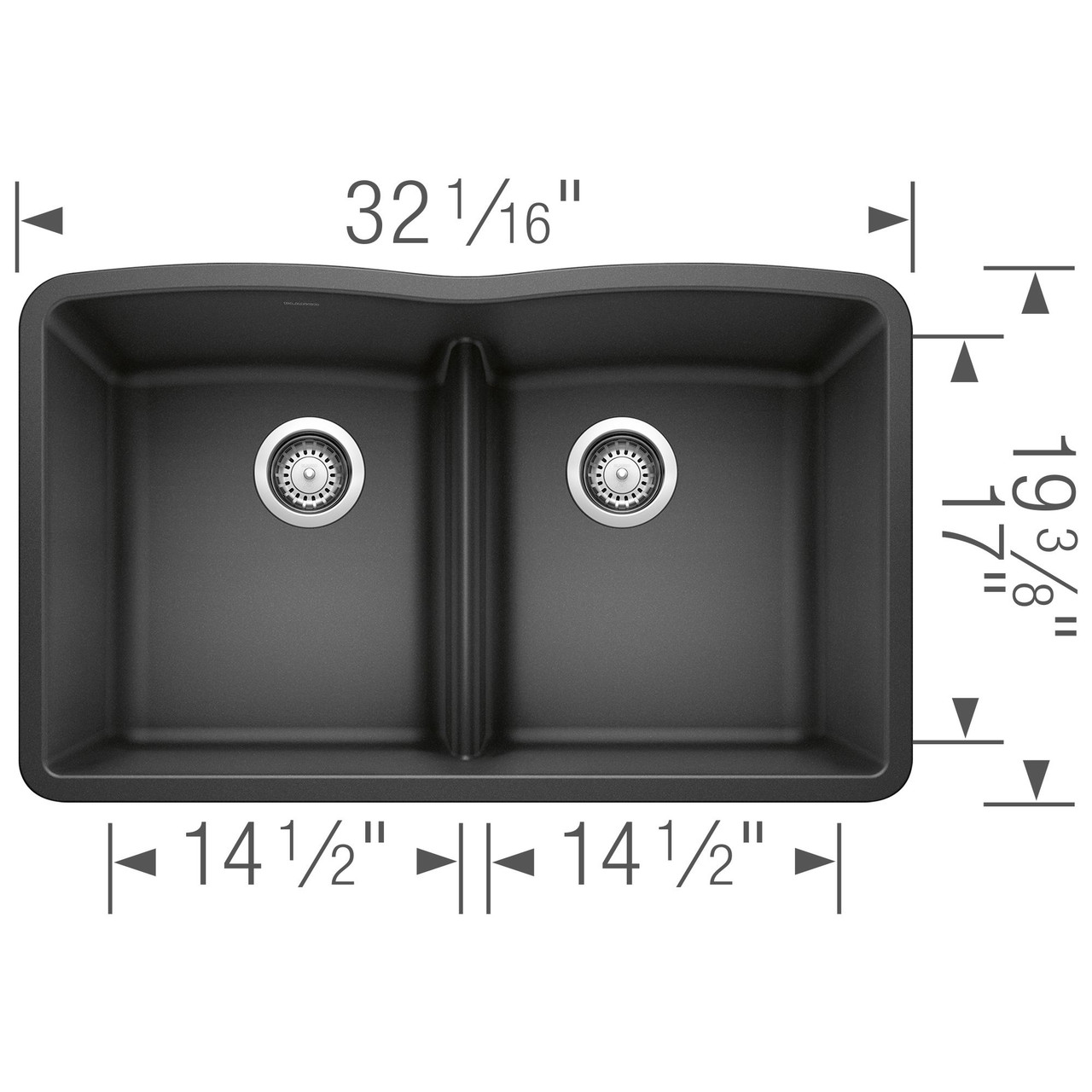 19.25-in x 32-in Granite 9.5-in Deep Kitchen Sink, in Anthracite