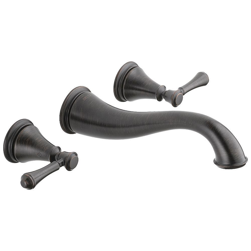 Delta T3597LF-RBWL Cassidy Two Handle Wall Mount Lavatory Faucet Trim in Venetian Bronze Finish, 1.2gpm Flow Rate