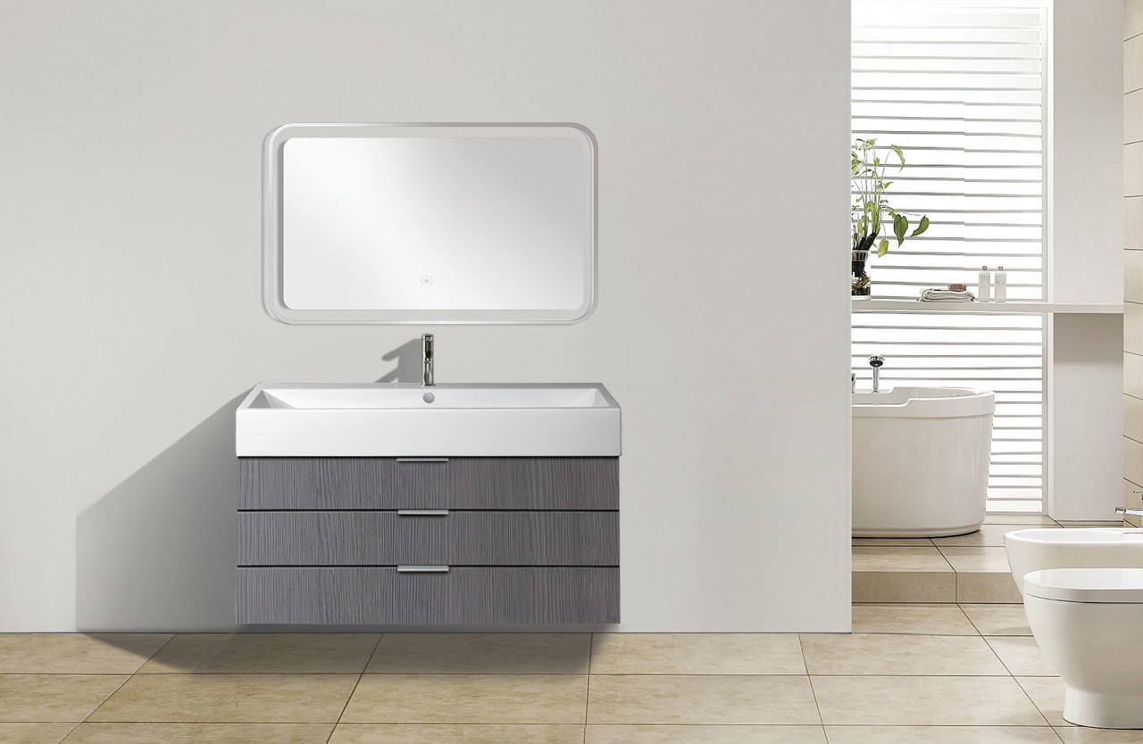 47.24 X 1.18 X 27.56 LED-Backlit Contemporary Mirror with Touch Sensor