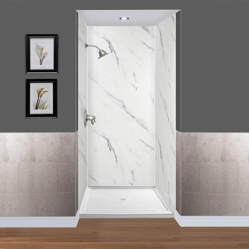 Transolid EWK363696-41 Expressions 36" X 36" X 96" 3-Piece Shower Wall Trimmable Kit, In Bianca