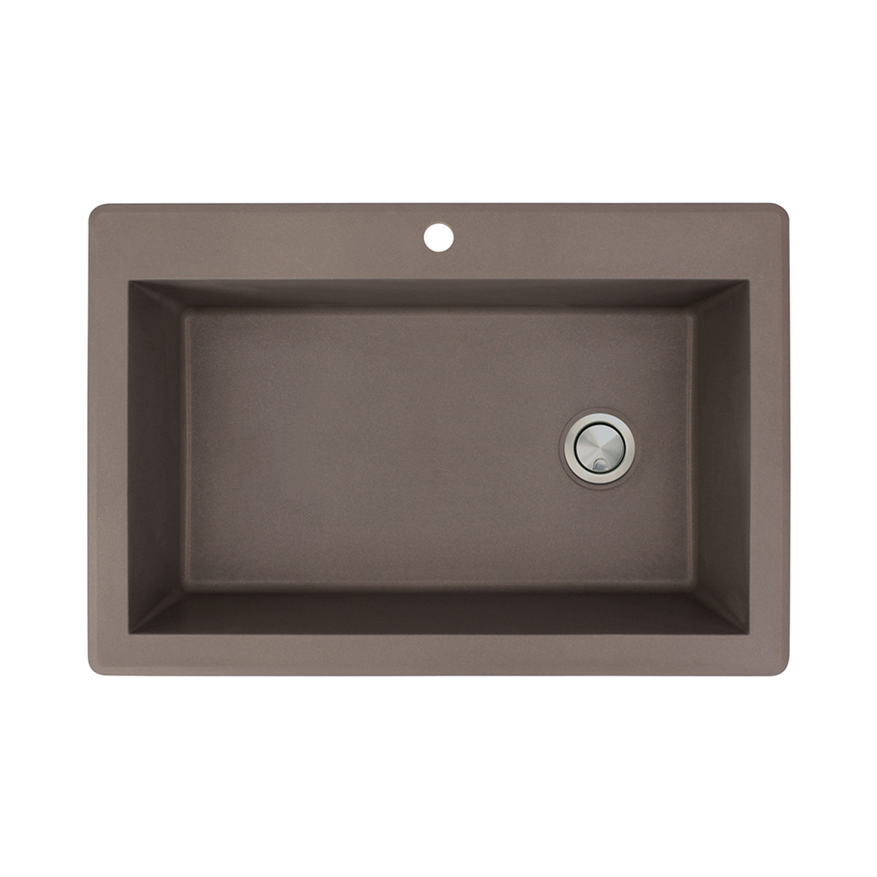 22-in W x 33-in L Granite Super Single Drop-in 1-Hole Kitchen Sink in Espresso with Grid, Strainer, Installation Kit