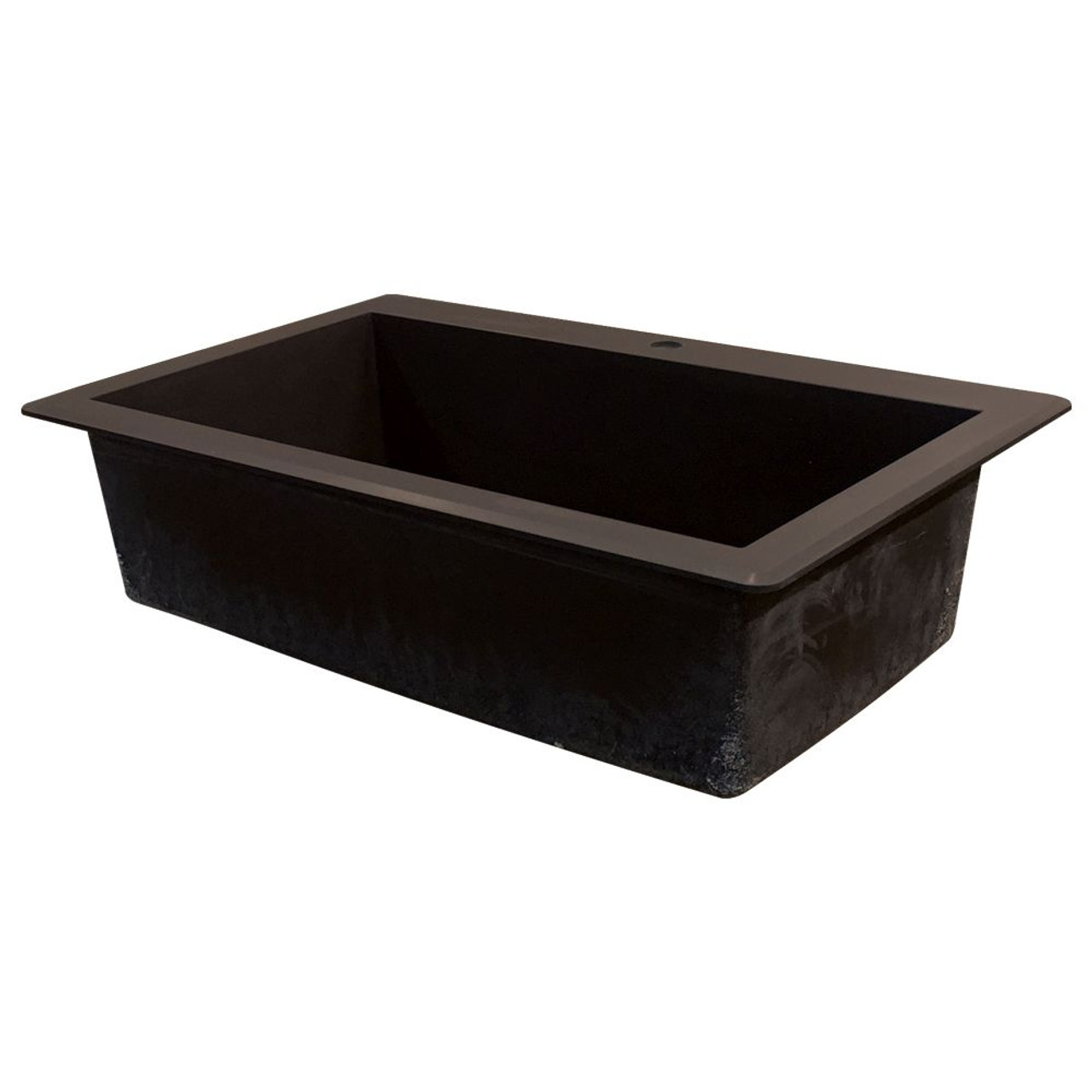 22-in W x 33-in L Granite Super Single Drop-in 1-Hole Kitchen Sink in Espresso with Grid, Strainer, Installation Kit
