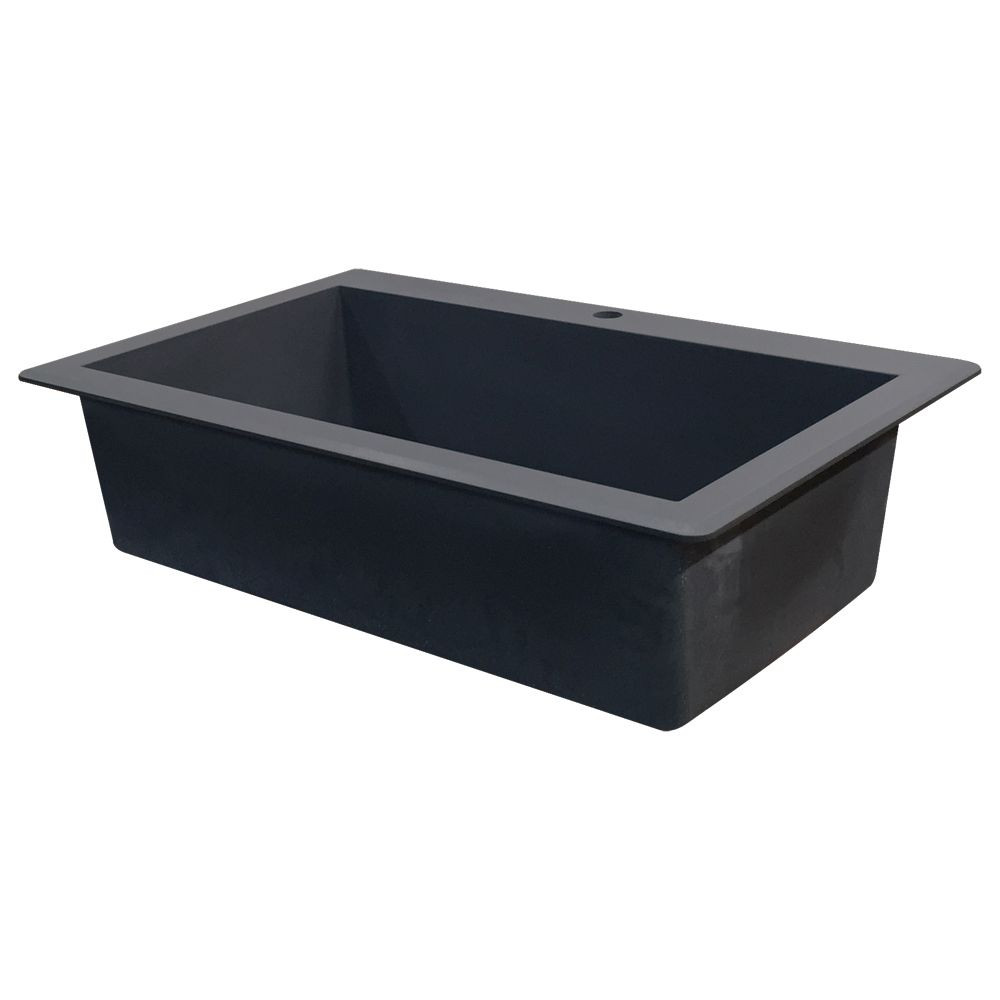 22-in W x 33-in L Granite Super Single Drop-in 1-Hole Kitchen Sink in Grey with Grid, Strainer, Installation Kit