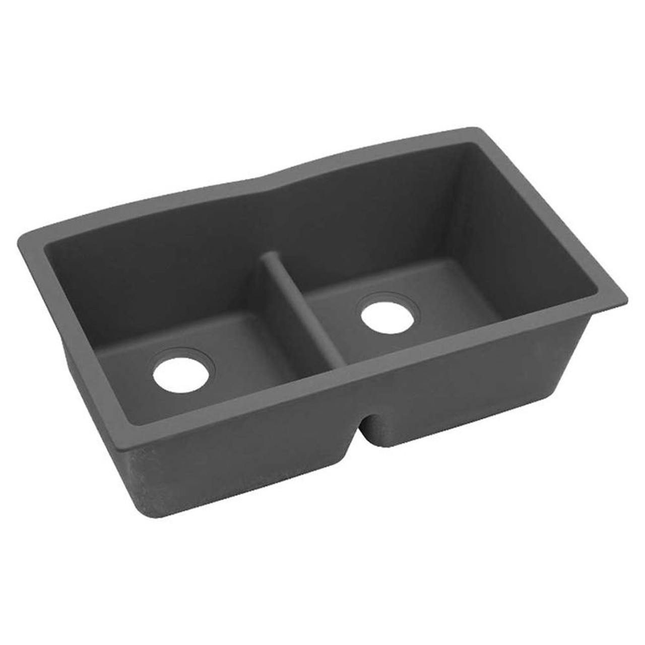 33" x 19" x 10" Quartz Equal Double Bowl Undermount Sink with Aqua Divide in Dusk Gray