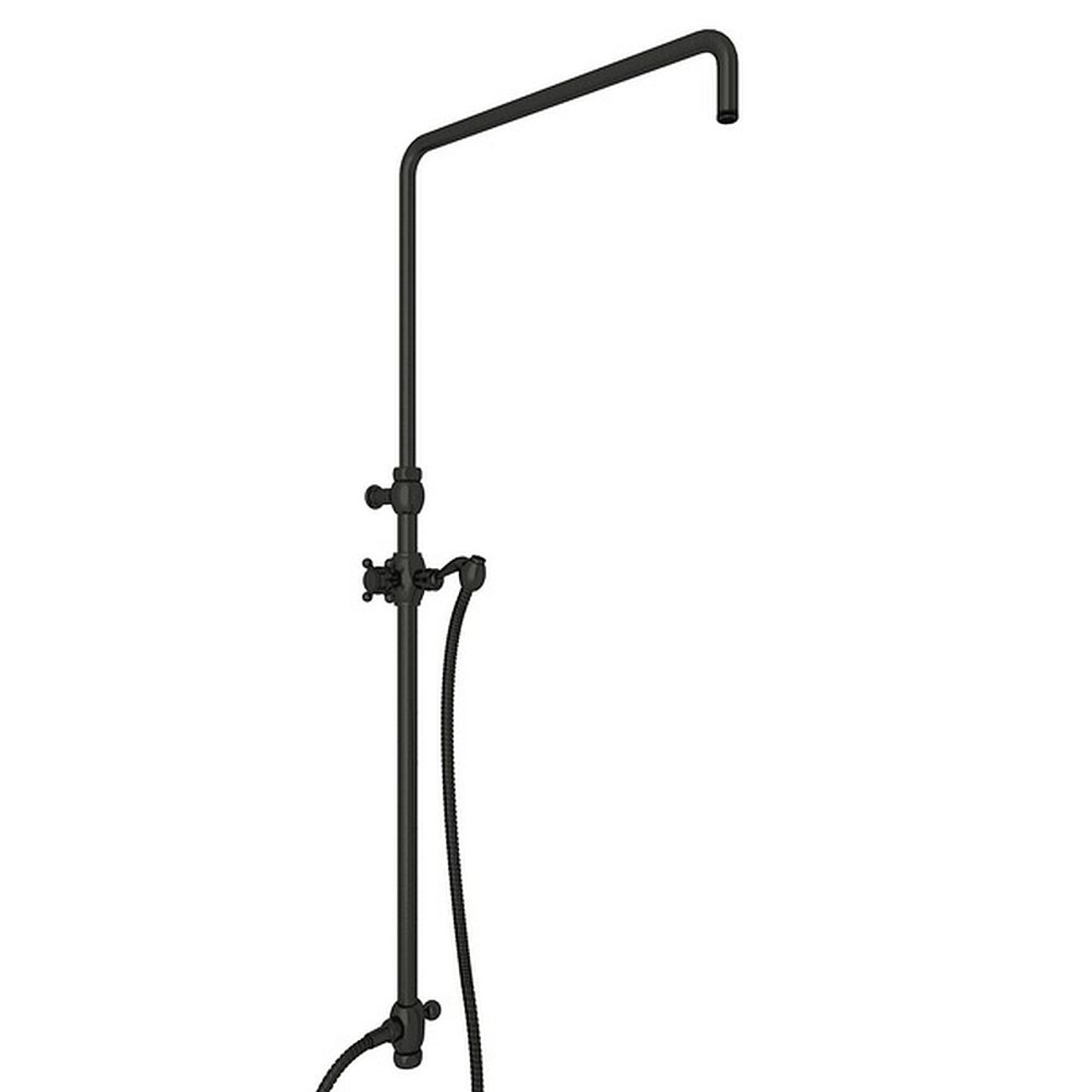 Riser with Diverter, Hose and Sliding Handshower Holder in Old Iron