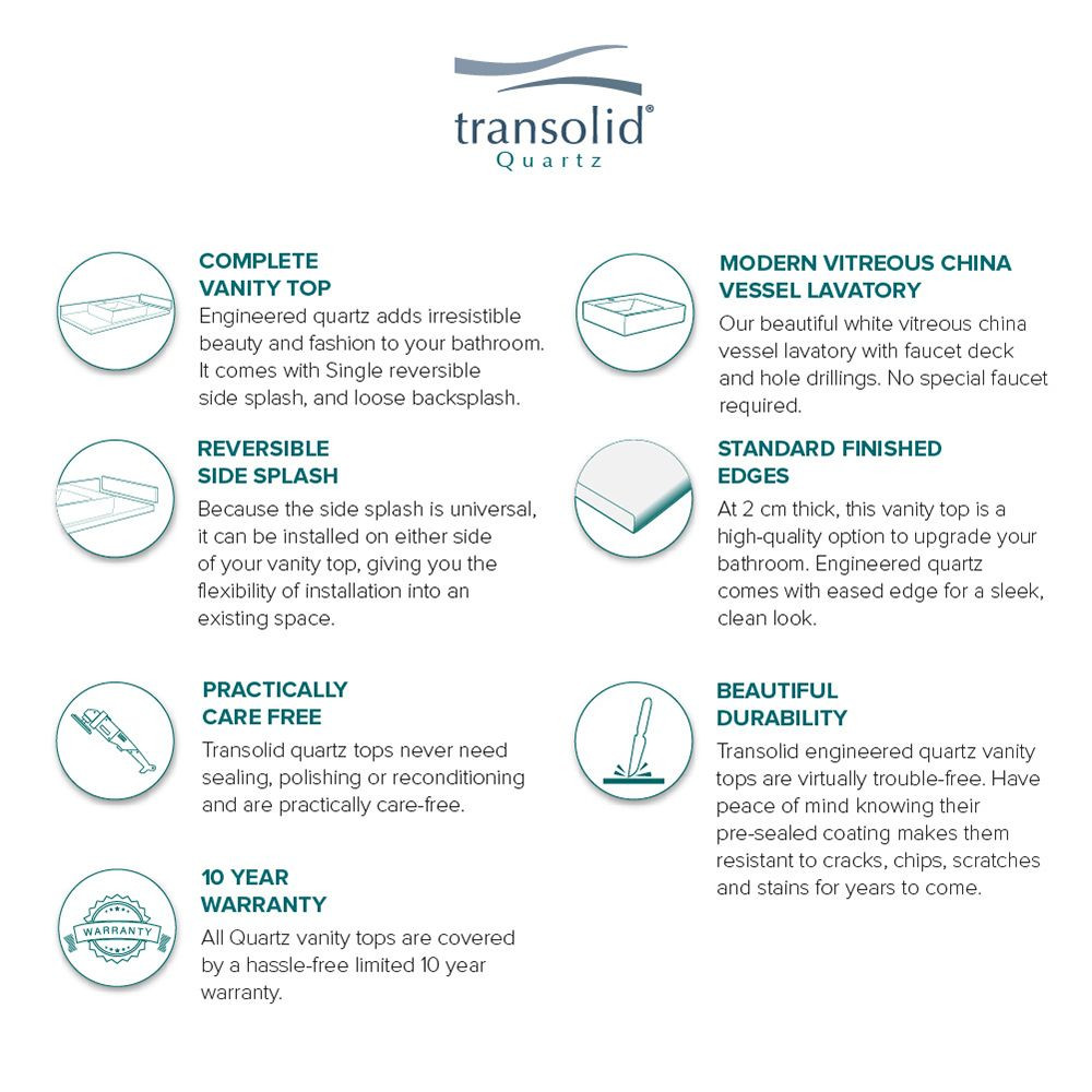 54.75 in. W x 22.25 in. D Quartz Vessel Vanity Top in Milan White with Single Hole and Rectangular Vessel Sink