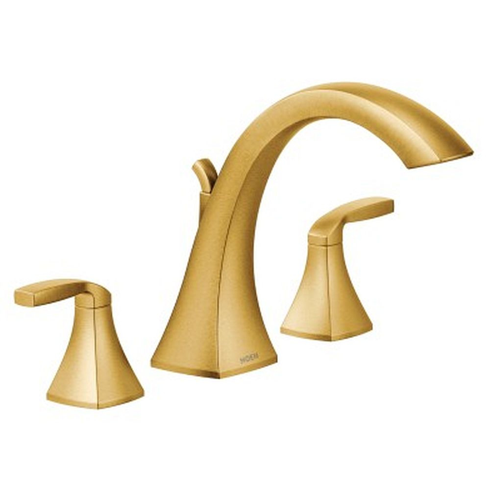 Two-Handle High Arc Roman Tub Faucet in Brushed Gold