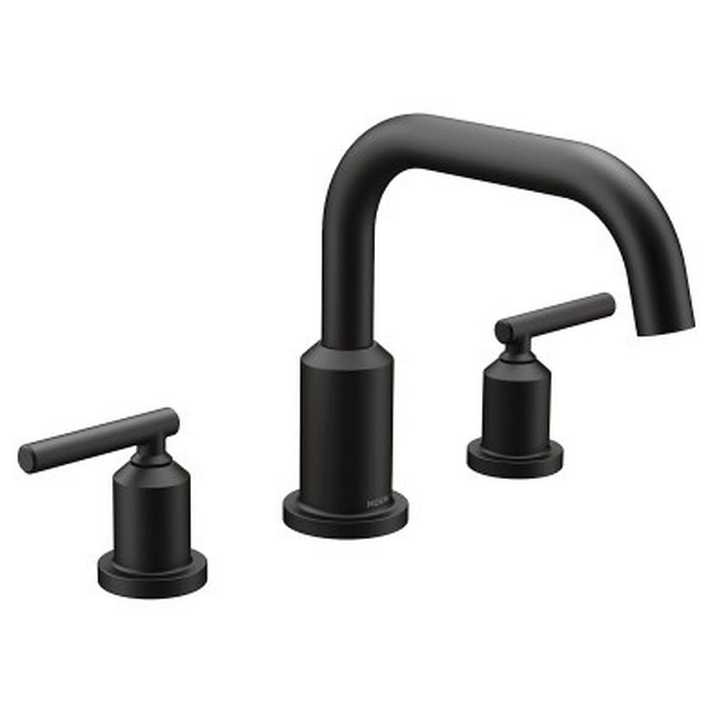 Two-Handle Non Diverter Roman Tub Faucet in Matte Black