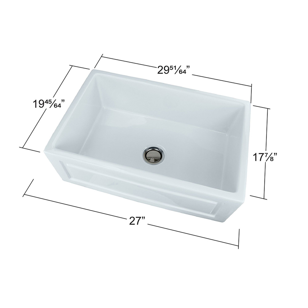 30-in x 20-in x 10-in Single Basin Reversible (Fluted/Plain) Farmhouse Fireclay Kitchen Sink in White with Faucet, Grid, Strainer, Installation Kit