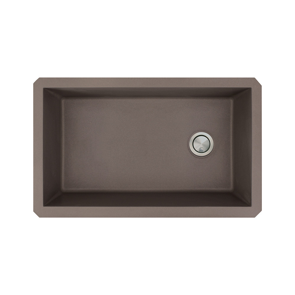 31.75-in x 19.125-in x 9.5-in Granite Super Single Undermount Kitchen Sink in Espresso with Faucet, Grid, Strainer, Installation Kit
