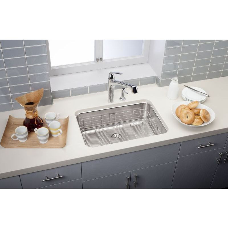 Elkay ELUH2416PD Stainless Steel Single Bowl Undermount Sink Kit with Perfect Drain in Lustrous Highlighted Satin