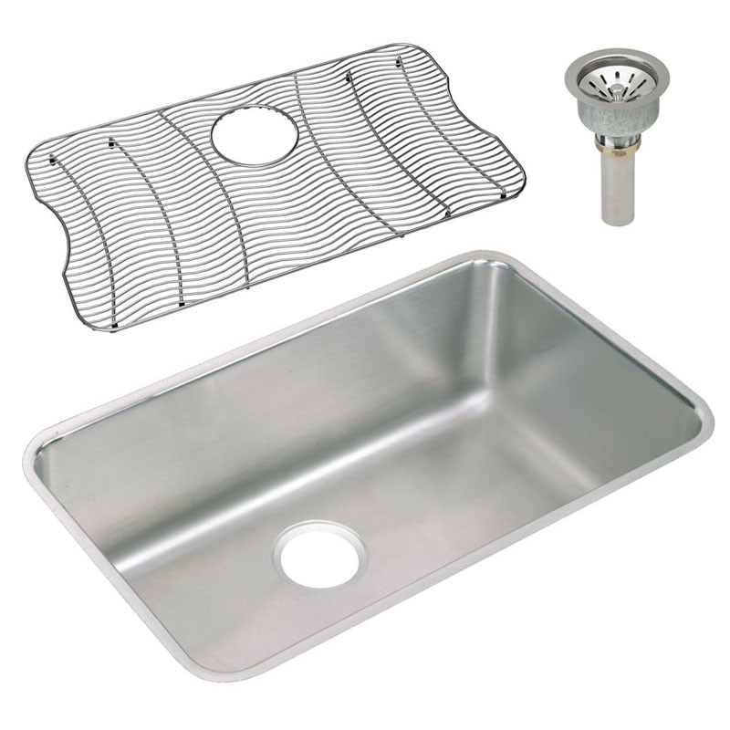 Elkay ELUH281612DBG Stainless Steel Single Bowl Undermount Sink Kit in Lustrous Highlighted Satin