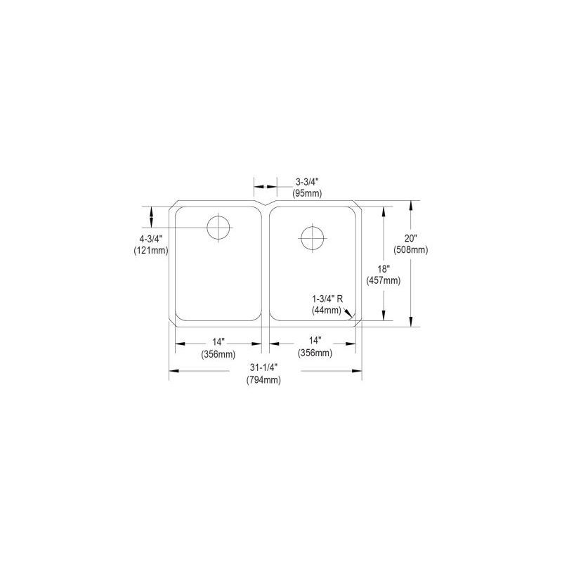 Elkay ELUH3220PD Stainless Steel Double Bowl Undermount Sink Kit with Perfect Drain in Lustrous Highlighted Satin