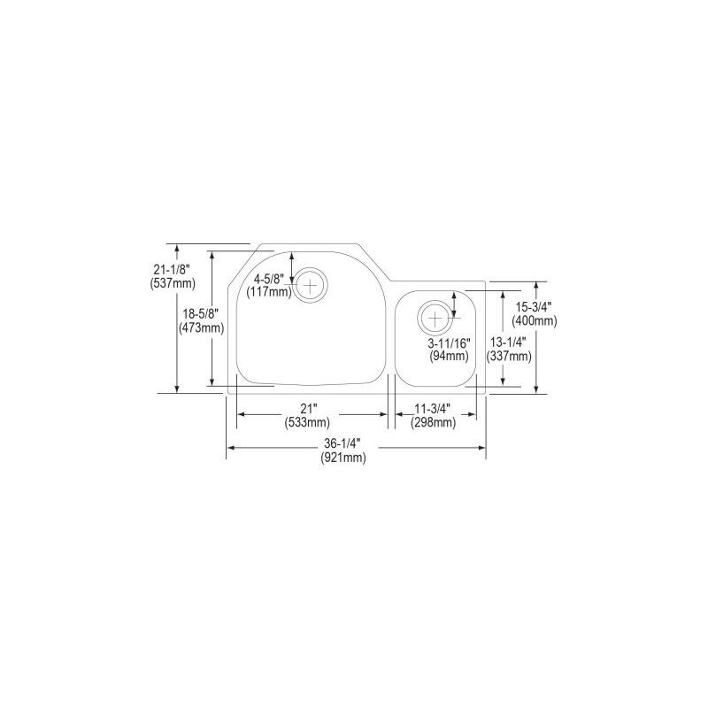 Elkay ELUH362110R Stainless Steel Double Bowl Undermount Sink in Lustrous Highlighted Satin