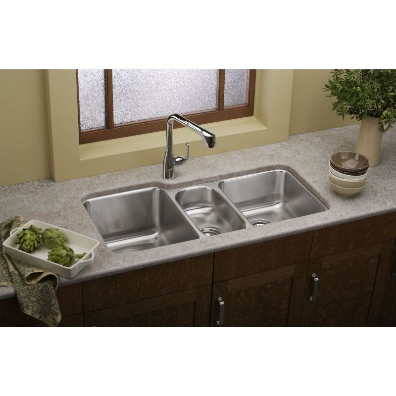 Stainless Steel Triple Bowl Undermount Sink in Lustrous Highlighted Satin