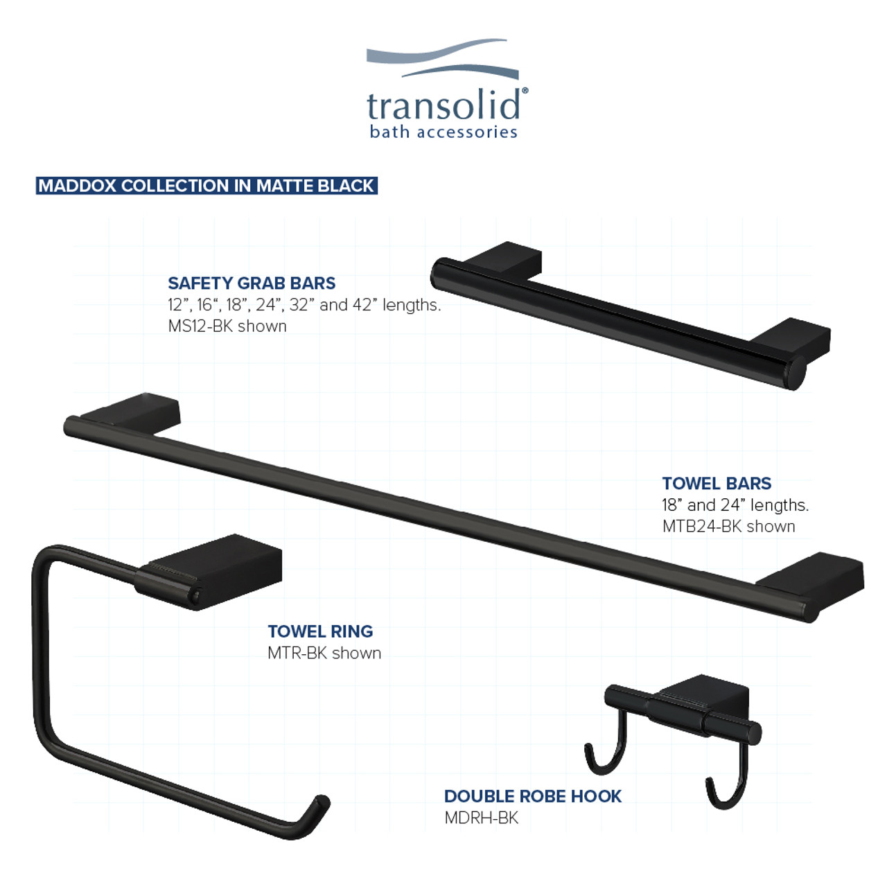 Transolid MS32MB 32-inch Grab Bar, In Black