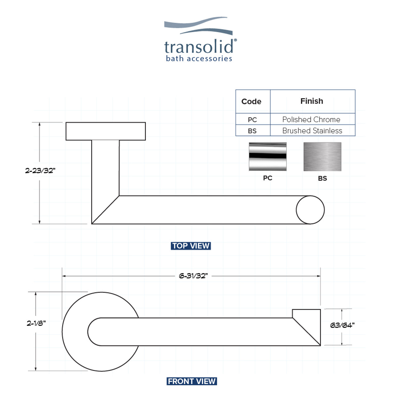 Transolid TPH-BS Paper Holder, In Brushed Stainless