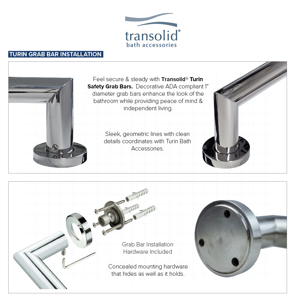 18-inch Grab Bar, In Polished Chrome