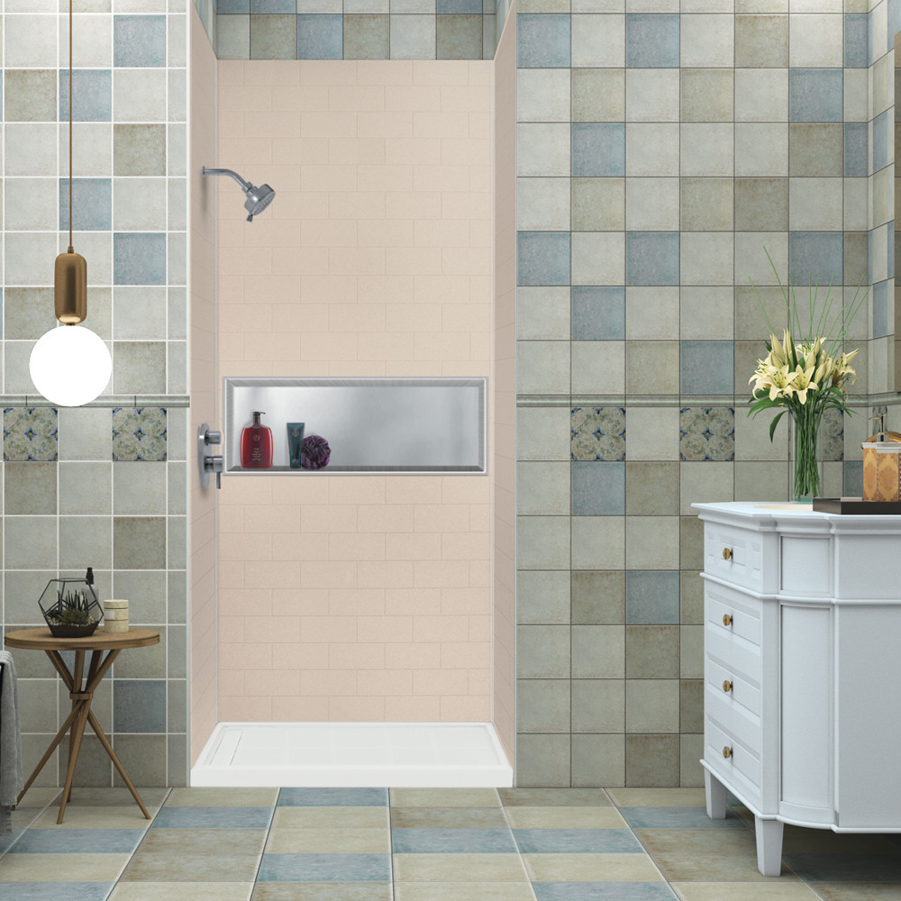 36-In X 48-In X 96-In 3-Piece Shower Wall Trimmable Kit, In Cashew
