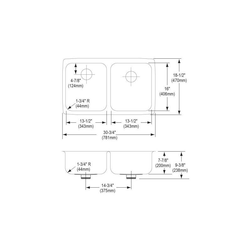 Elkay ELUHAD311850PD Stainless Steel Double Bowl Undermount Sink Kit with Perfect Drain in Lustrous Highlighted Satin