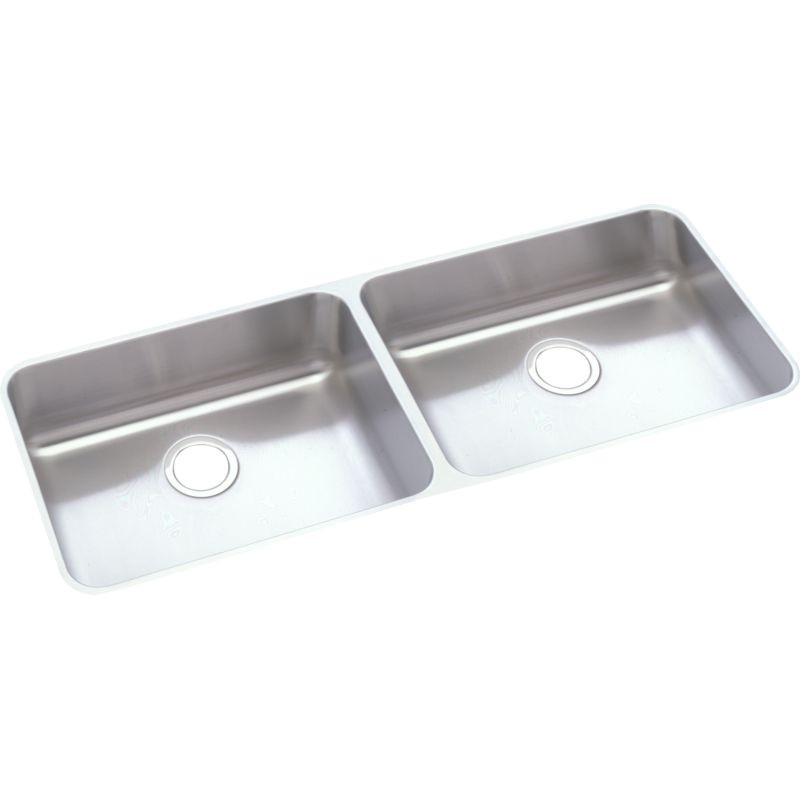 Elkay ELUHAD421855 Stainless Steel Double Bowl Undermount Sink in Lustrous Highlighted Satin