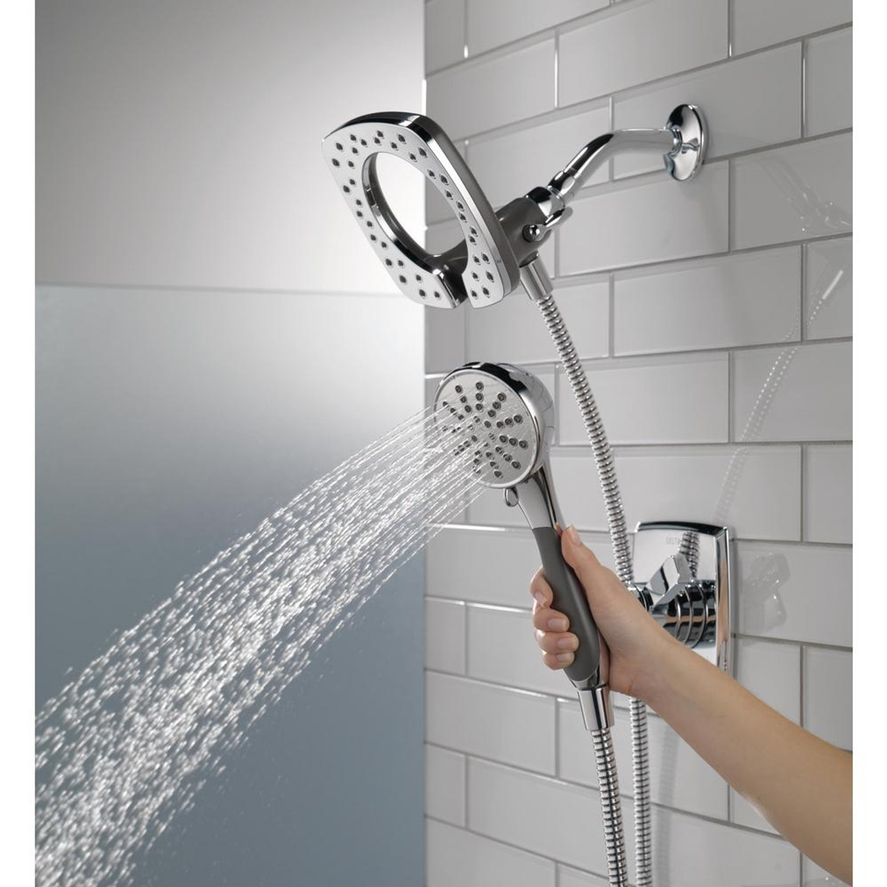 Sterling KSFA-72280100-S 48-in Seated Shower Kit with Showerhead, Accessory Kit in White/Silver Sterling KSFA-72280100-S 48-in Seated Shower Kit with Showerhead, Accessory Kit in White/Silver