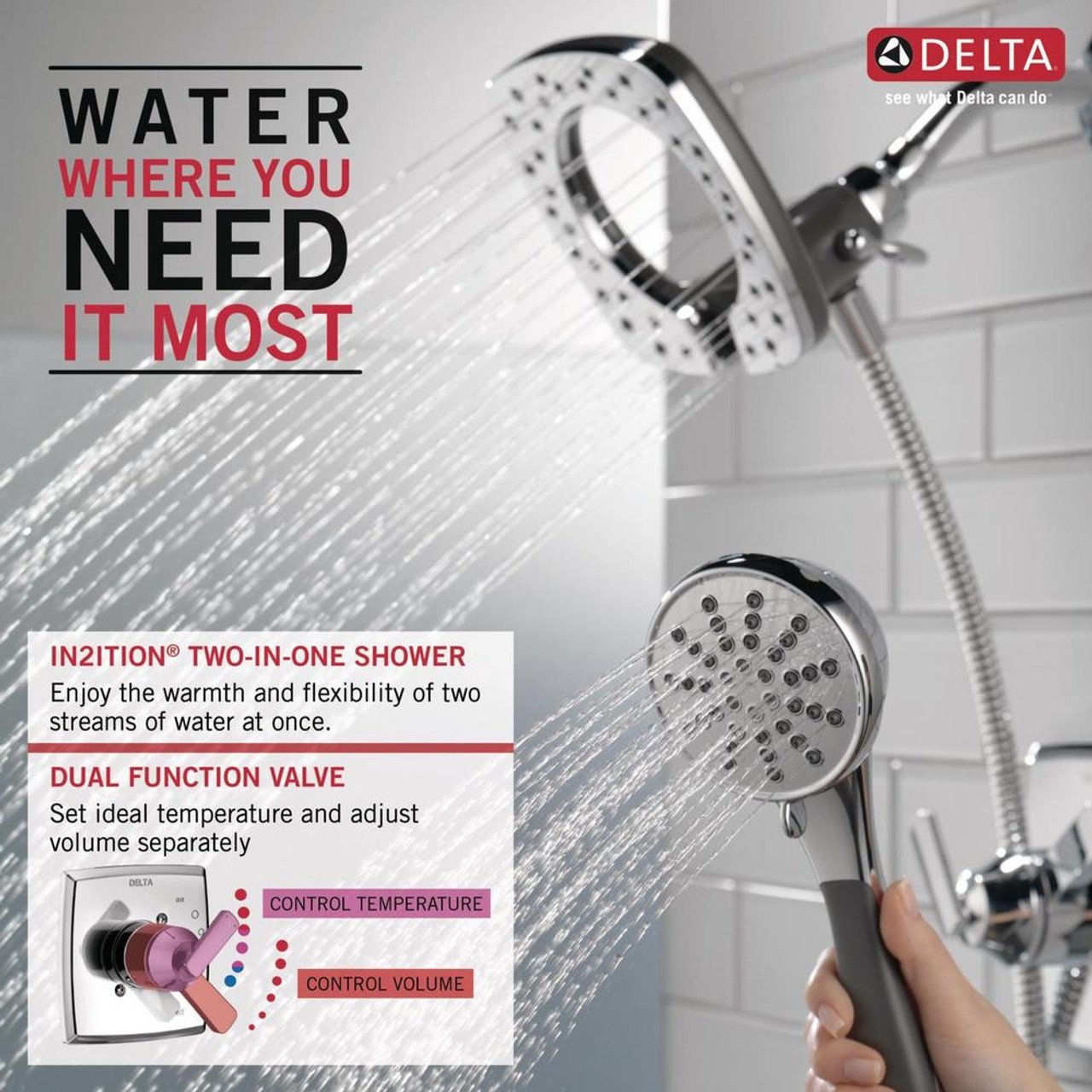 Sterling KSFA-72290100-S 48-in Seated Shower Kit with Showerhead, Accessory Kit in White/Silver Sterling KSFA-72290100-S 48-in Seated Shower Kit with Showerhead, Accessory Kit in White/Silver
