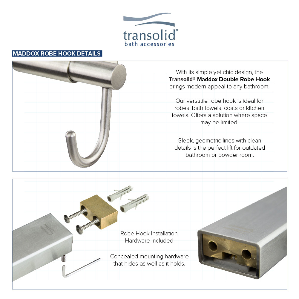 5-Piece Bathroom Accessory Kit Including a robe hook, a toilet paper holder, a towel ring, a 24-in towel bar, and a 16-in shelf with soap dish, in Brushed Stainless