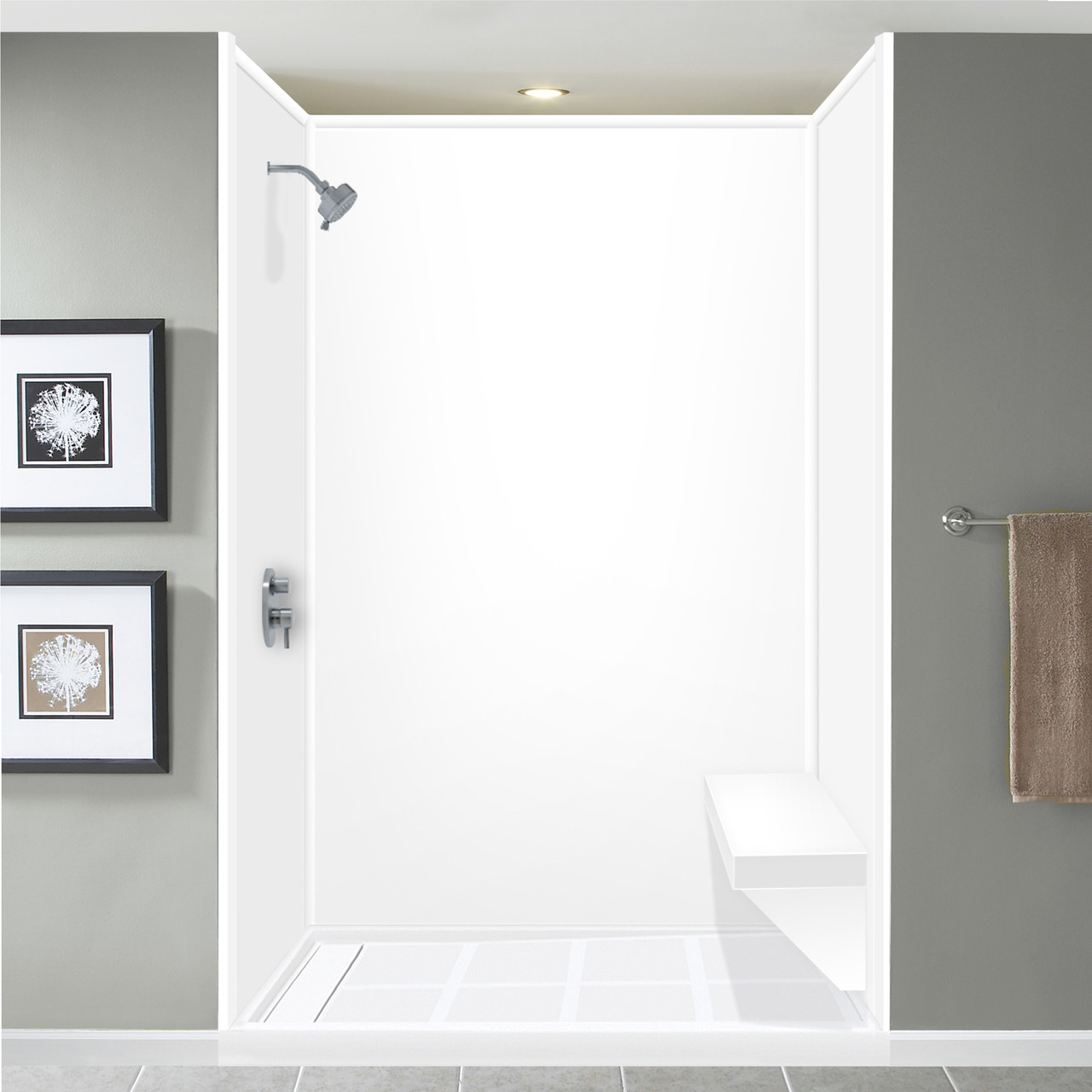 Transolid Studio Rectangular Shower Seat in White