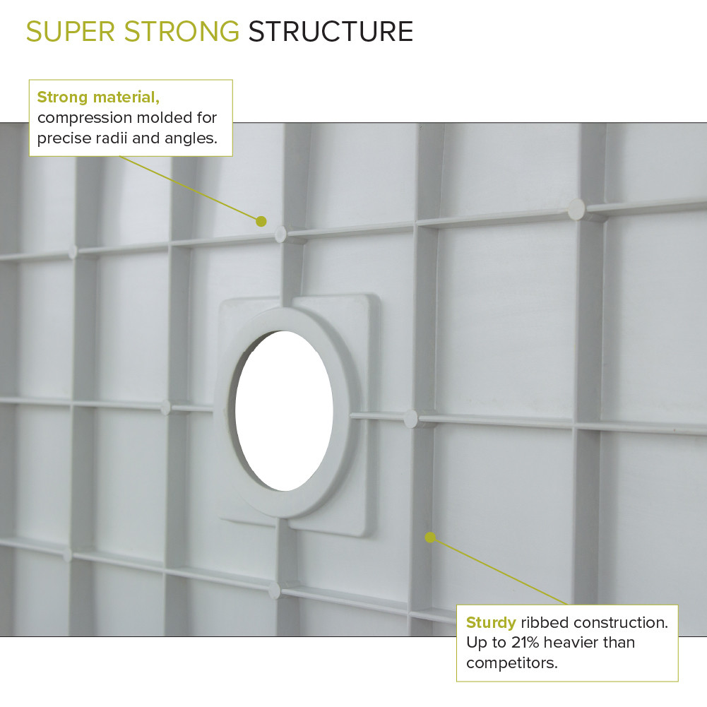 Linear 32 in. L x 48 in. W Alcove Shower Pan Base with Center Drain in Grey