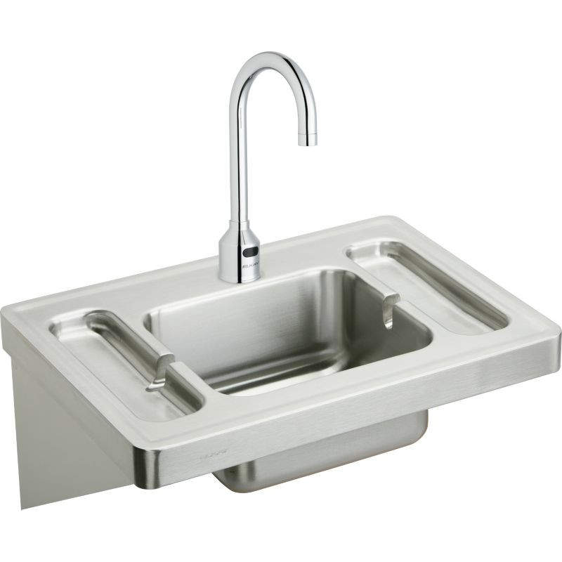 Elkay ESLV2820SACC Commercial Surgeons Lavatory Sink Package with Single Faucet Hole in Buffed Satin