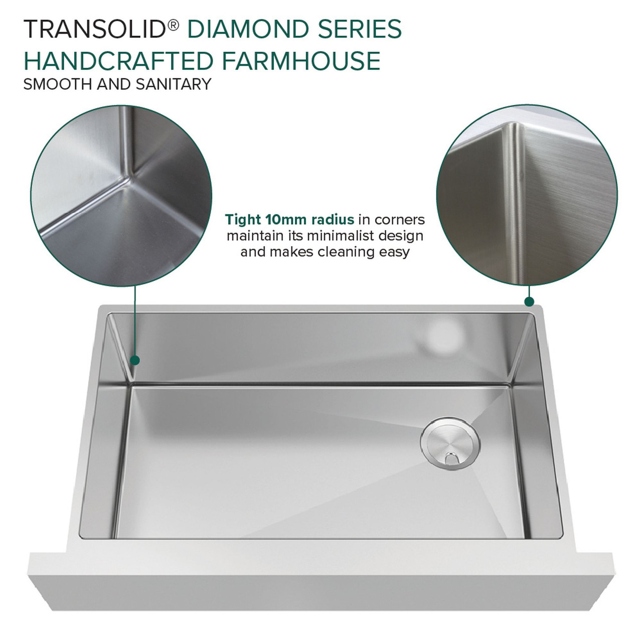 Diamond Sink Kit with Farmhoue Style Super Single Bowl, Magnetic Accessories Kit, and Drain Kit